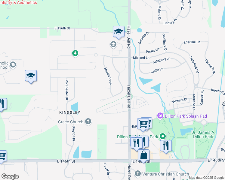 map of restaurants, bars, coffee shops, grocery stores, and more near 15128 Merritt Pass in Noblesville