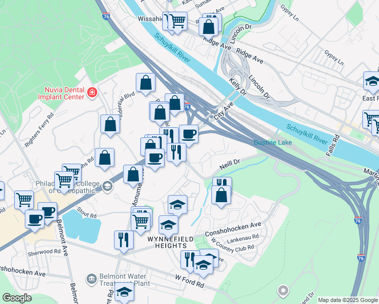 map of restaurants, bars, coffee shops, grocery stores, and more near in Philadelphia