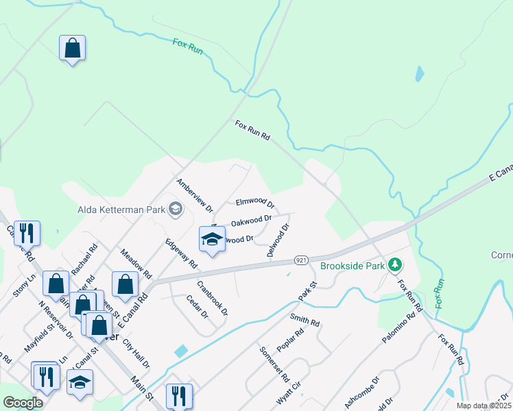 map of restaurants, bars, coffee shops, grocery stores, and more near 314 Elmwood Dr in Dover