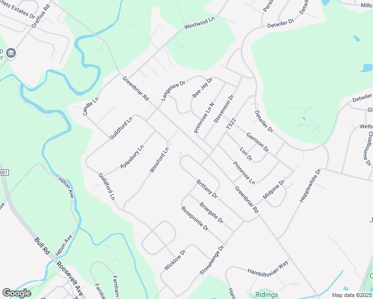 map of restaurants, bars, coffee shops, grocery stores, and more near 1425 Brittany Drive in York