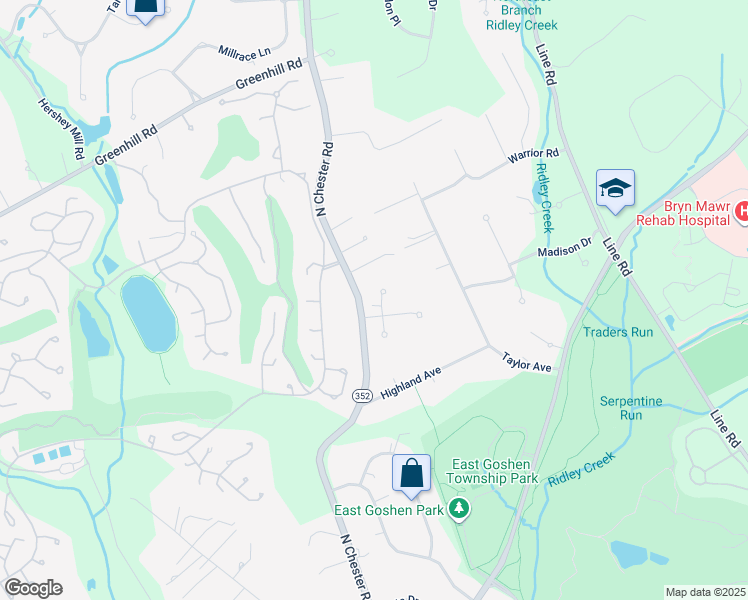 map of restaurants, bars, coffee shops, grocery stores, and more near 1108 Dickens Drive in West Chester