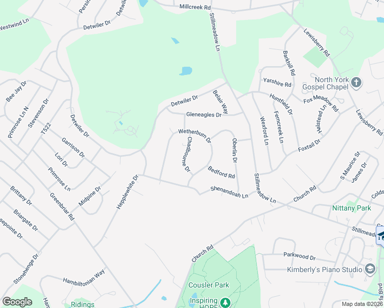 map of restaurants, bars, coffee shops, grocery stores, and more near 2661 Chadbourne Drive in York