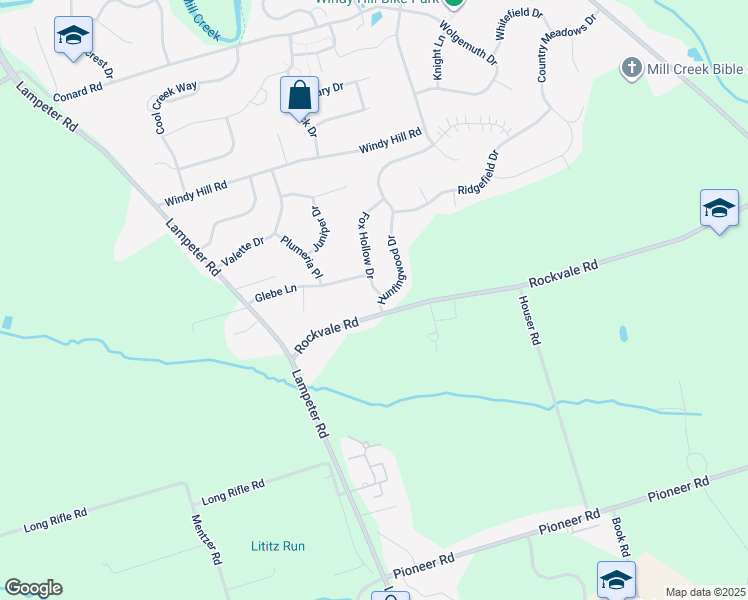 map of restaurants, bars, coffee shops, grocery stores, and more near 2 Fox Hollow Drive in Lancaster