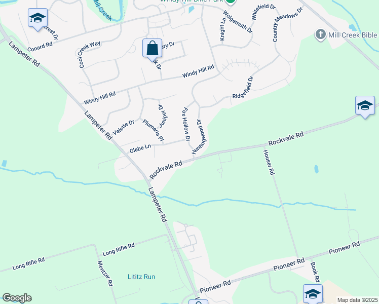 map of restaurants, bars, coffee shops, grocery stores, and more near 2 Fox Hollow Drive in Lancaster