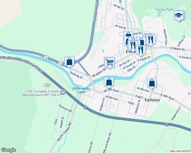 map of restaurants, bars, coffee shops, grocery stores, and more near 332 West Main Street in Everett