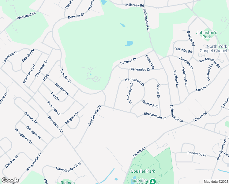 map of restaurants, bars, coffee shops, grocery stores, and more near 1055 Wetherburn Drive in York