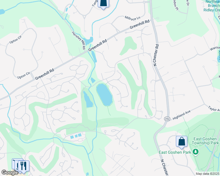 map of restaurants, bars, coffee shops, grocery stores, and more near 943 Jefferson Way in West Chester