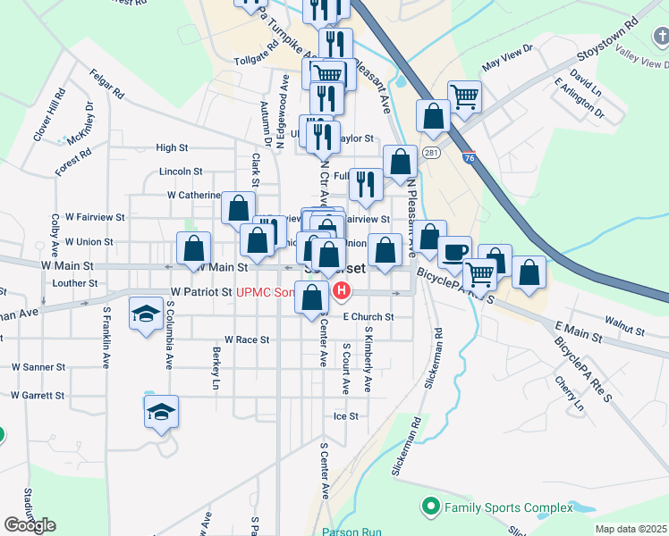 map of restaurants, bars, coffee shops, grocery stores, and more near in Somerset