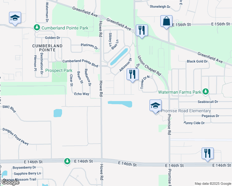 map of restaurants, bars, coffee shops, grocery stores, and more near 10649 Glenwyck Place in Noblesville