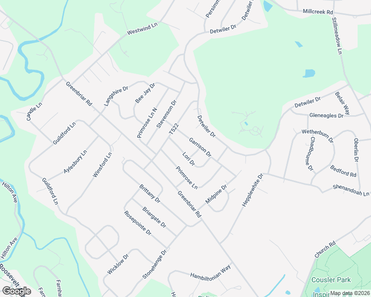 map of restaurants, bars, coffee shops, grocery stores, and more near 2505 Lori Drive in York