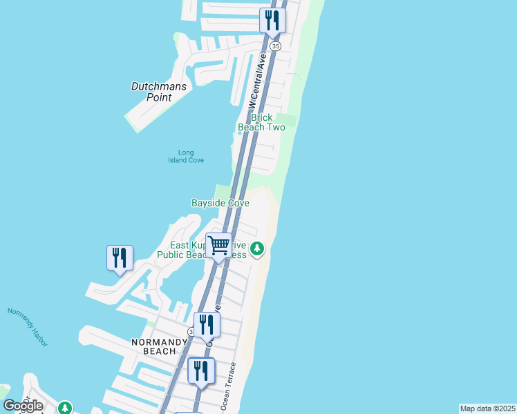 map of restaurants, bars, coffee shops, grocery stores, and more near in Brick Township