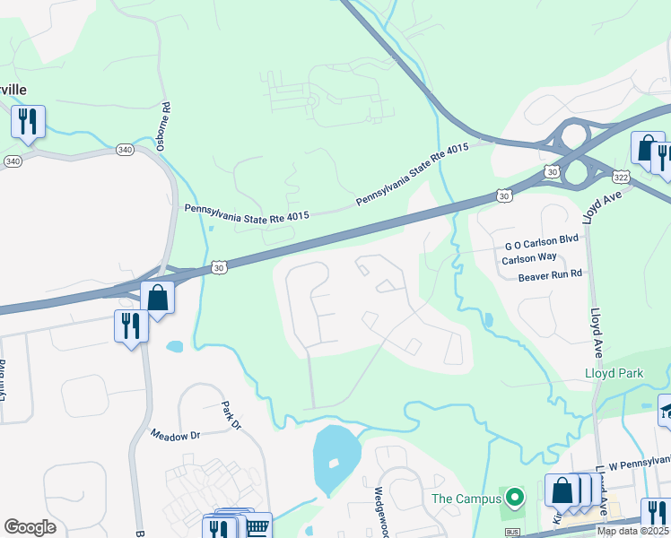 map of restaurants, bars, coffee shops, grocery stores, and more near 300 Hidden Creek Drive in Downingtown