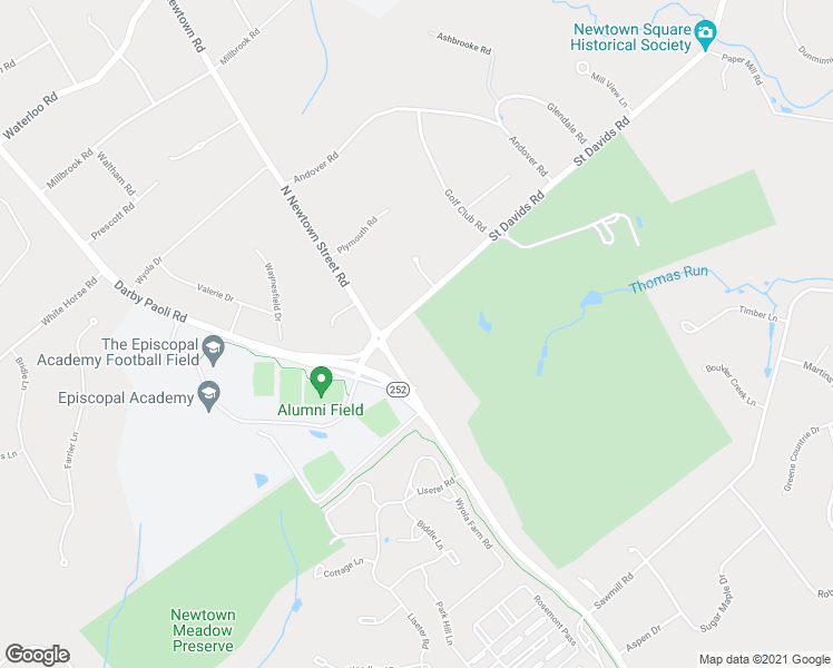 map of restaurants, bars, coffee shops, grocery stores, and more near 571 North Newtown Street Road in Newtown Square
