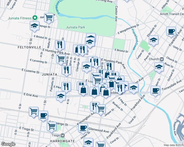 map of restaurants, bars, coffee shops, grocery stores, and more near 4048 Glendale Street in Philadelphia