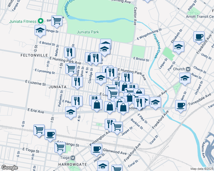 map of restaurants, bars, coffee shops, grocery stores, and more near 4048 Glendale Street in Philadelphia