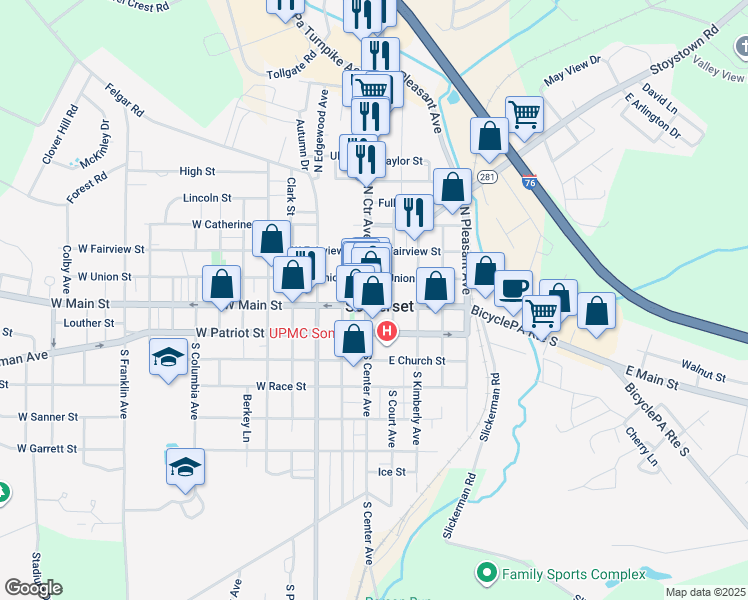 map of restaurants, bars, coffee shops, grocery stores, and more near in Somerset