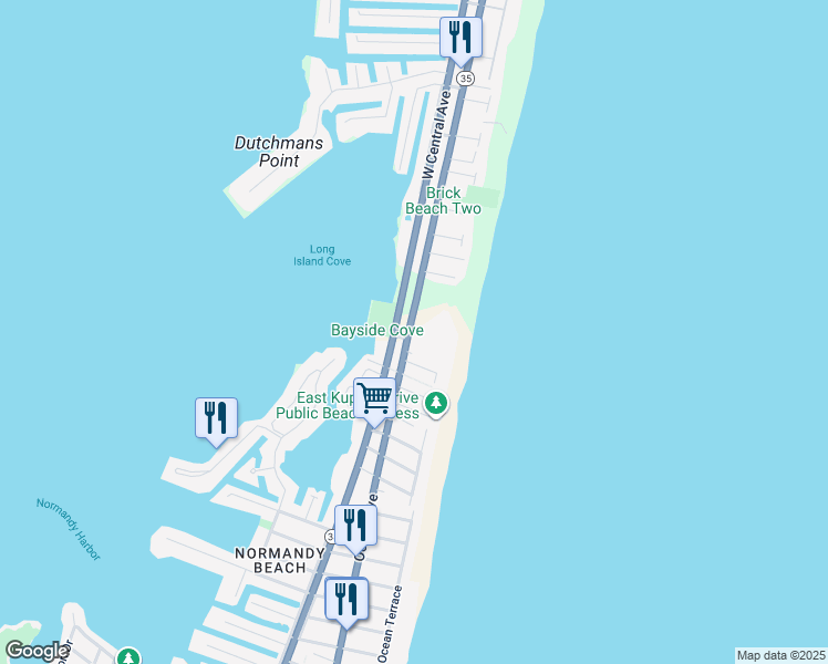 map of restaurants, bars, coffee shops, grocery stores, and more near in Mantoloking