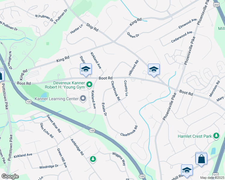 map of restaurants, bars, coffee shops, grocery stores, and more near 1292 Clearbrook Road in West Chester