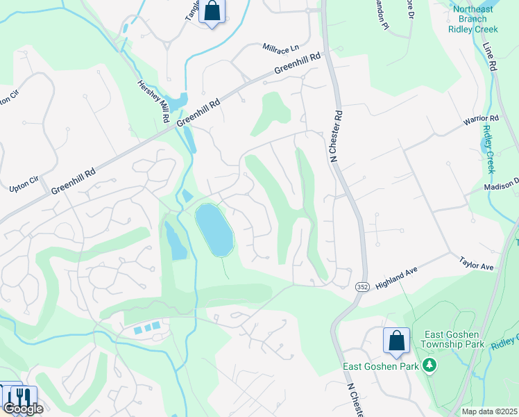 map of restaurants, bars, coffee shops, grocery stores, and more near 845 Jefferson Way in West Chester