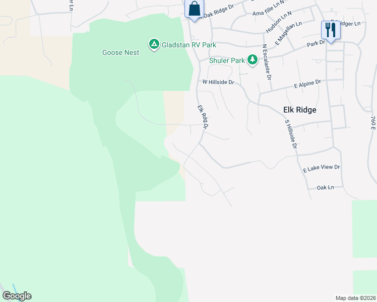map of restaurants, bars, coffee shops, grocery stores, and more near in Elk Ridge