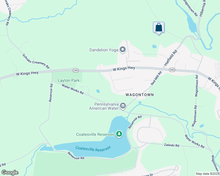 map of restaurants, bars, coffee shops, grocery stores, and more near 109 Ruthland Avenue in Coatesville