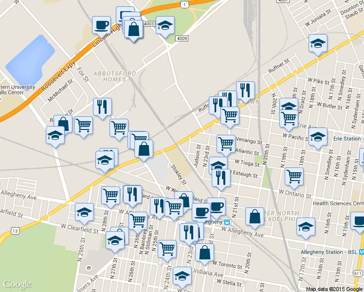 map of restaurants, bars, coffee shops, grocery stores, and more near 2420 W Hunting Park Ave in Philadelphia