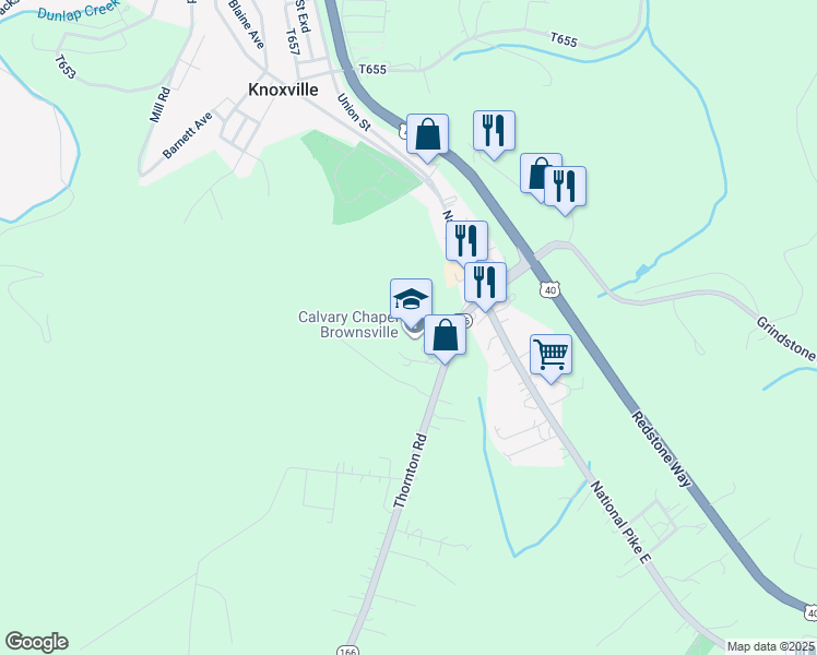 map of restaurants, bars, coffee shops, grocery stores, and more near 112 Thornton Road in Brownsville