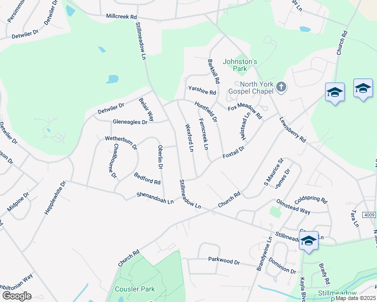 map of restaurants, bars, coffee shops, grocery stores, and more near 2650 Wexford Lane in York