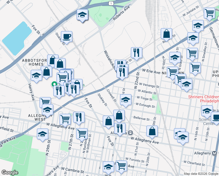 map of restaurants, bars, coffee shops, grocery stores, and more near 2383 West Hunting Park Avenue in Philadelphia