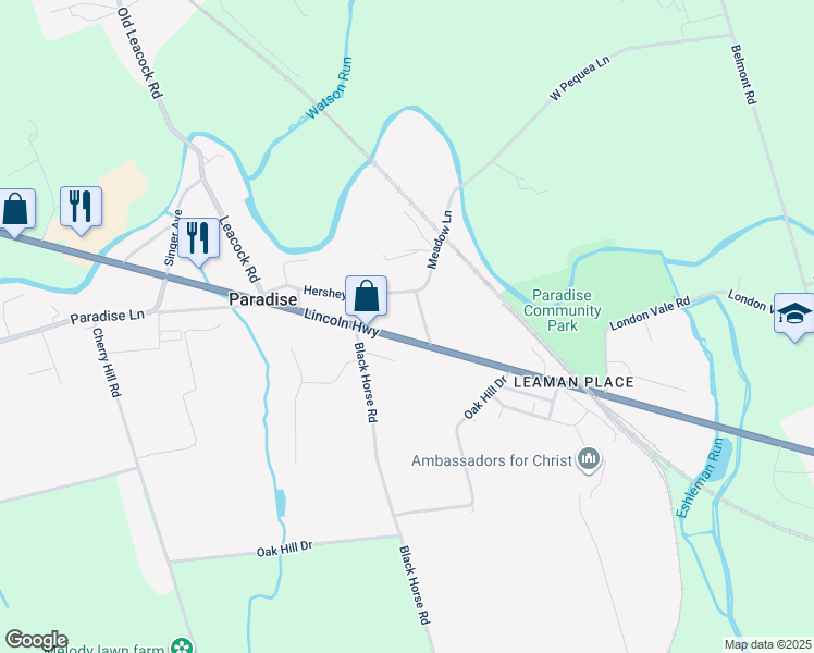 map of restaurants, bars, coffee shops, grocery stores, and more near 38 Hershey Avenue in Paradise