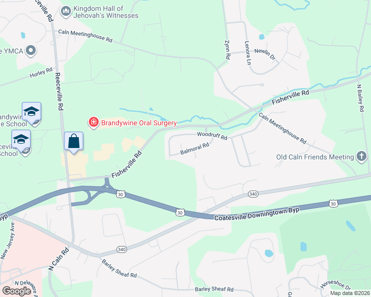 map of restaurants, bars, coffee shops, grocery stores, and more near 1613 Albermarle Court in Coatesville