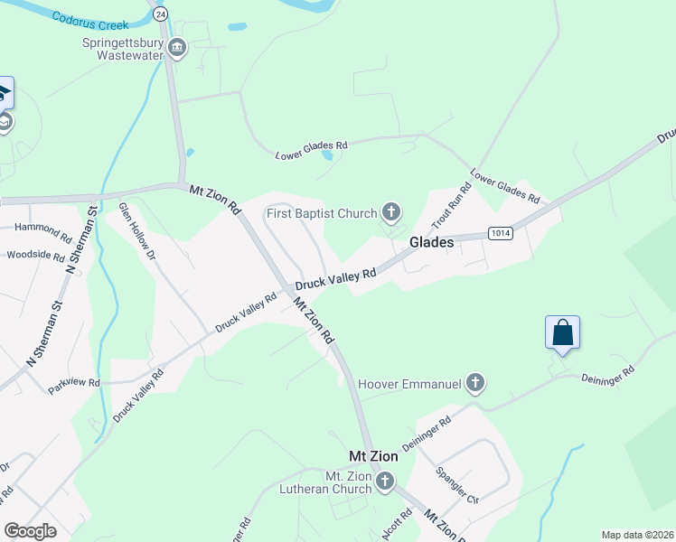 map of restaurants, bars, coffee shops, grocery stores, and more near 1781 Valley Vista Drive in York