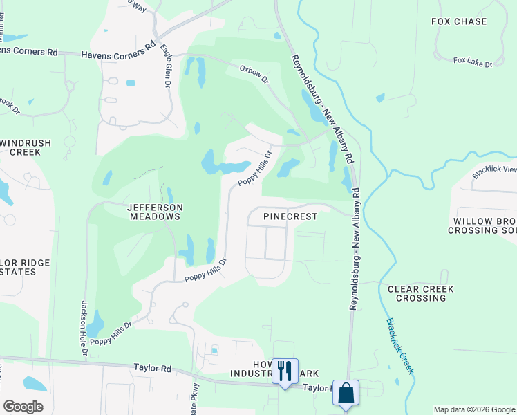 map of restaurants, bars, coffee shops, grocery stores, and more near 7284 Stone Trail Drive in Blacklick