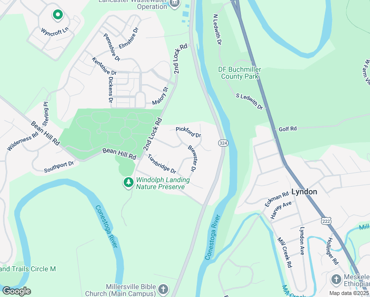 map of restaurants, bars, coffee shops, grocery stores, and more near 205 Brewster Drive in Lancaster