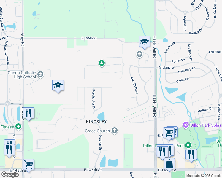 map of restaurants, bars, coffee shops, grocery stores, and more near 5473 Portman Drive in Noblesville