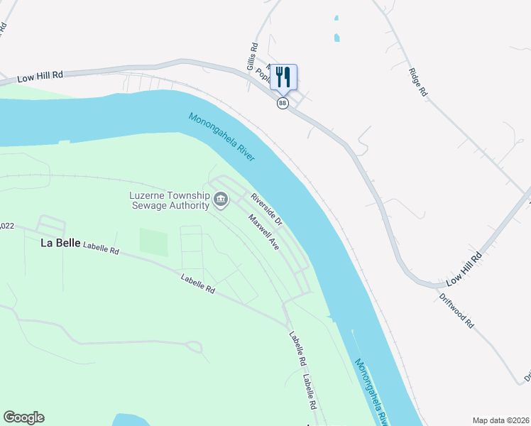 map of restaurants, bars, coffee shops, grocery stores, and more near 757 Riverside Drive in La Belle