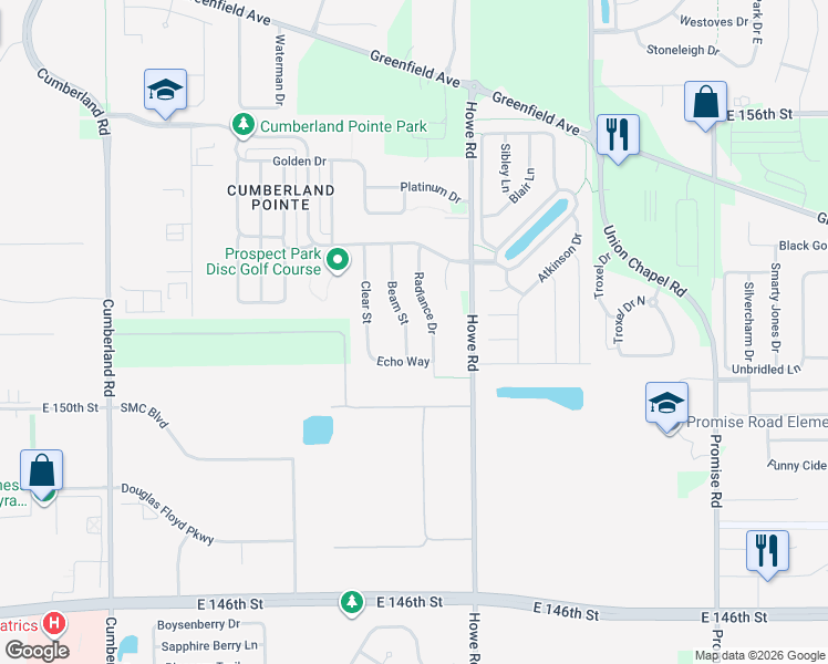 map of restaurants, bars, coffee shops, grocery stores, and more near 15192 Beam Street in Noblesville
