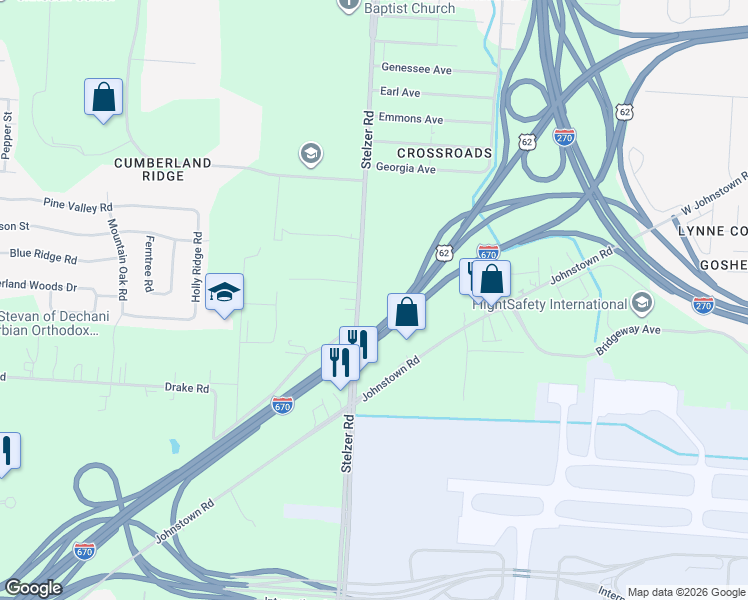 map of restaurants, bars, coffee shops, grocery stores, and more near 1836 Stelzer Road in Columbus