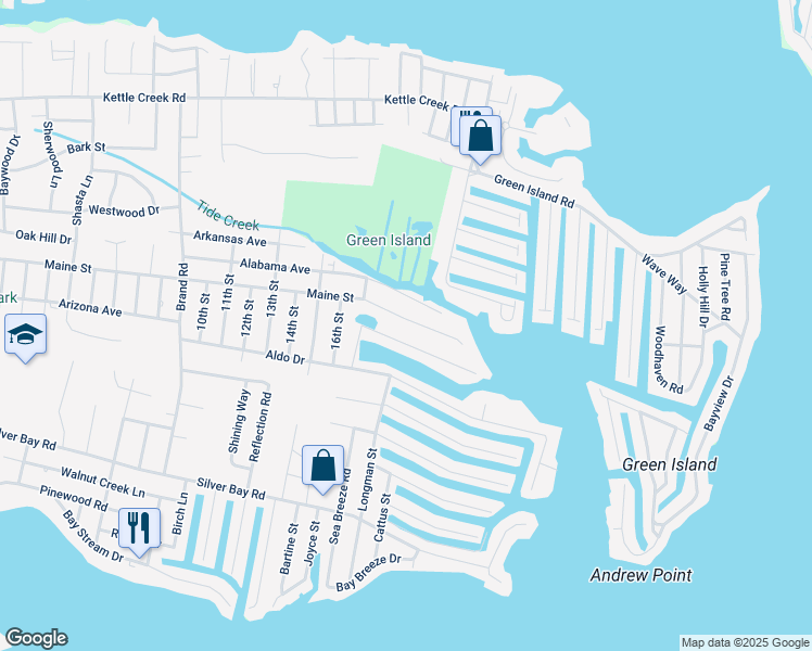 map of restaurants, bars, coffee shops, grocery stores, and more near 323 Maine Street in Toms River