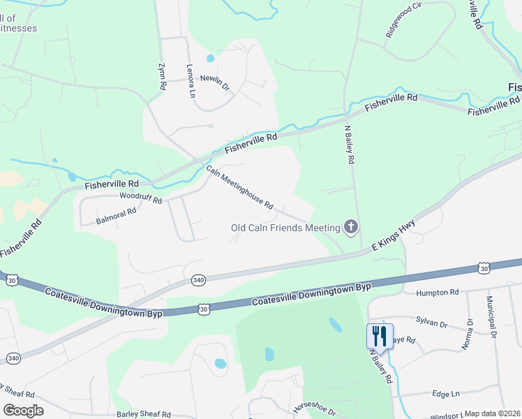 map of restaurants, bars, coffee shops, grocery stores, and more near 1109 Caln Meetinghouse Road in Coatesville