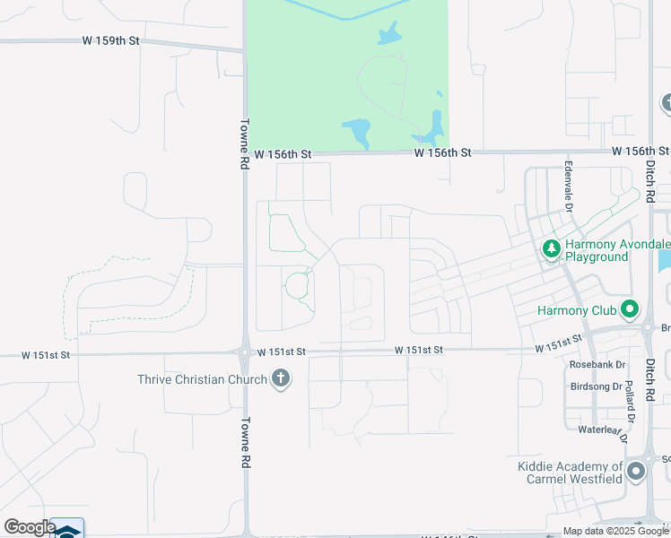 map of restaurants, bars, coffee shops, grocery stores, and more near 15323 West 151st Street in Westfield