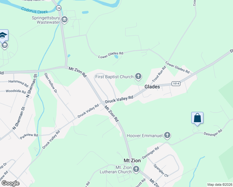 map of restaurants, bars, coffee shops, grocery stores, and more near 1781 Valley Vista Drive in York