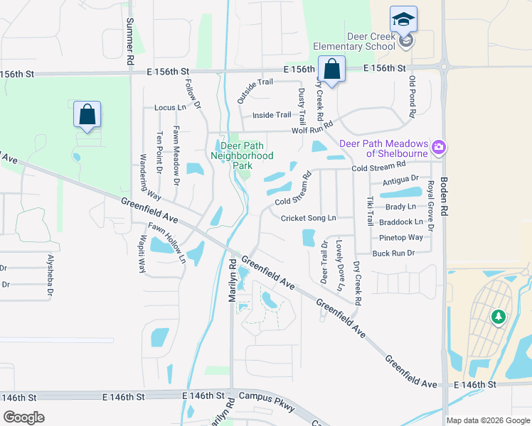 map of restaurants, bars, coffee shops, grocery stores, and more near 12235 Cricket Song Ln in Noblesville