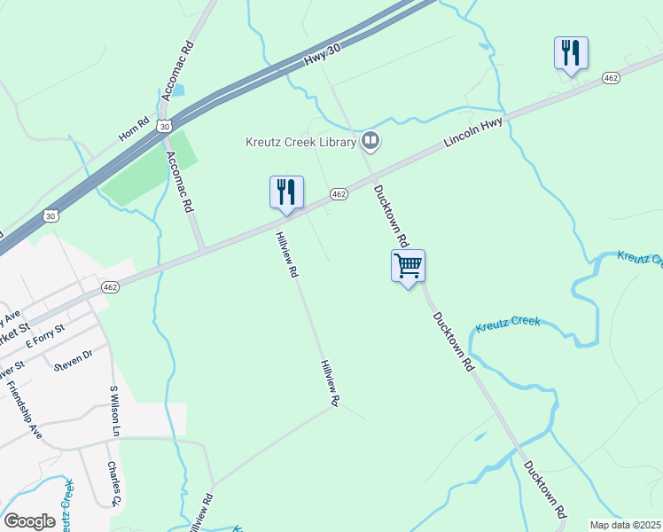 map of restaurants, bars, coffee shops, grocery stores, and more near 80 Keller Avenue in York