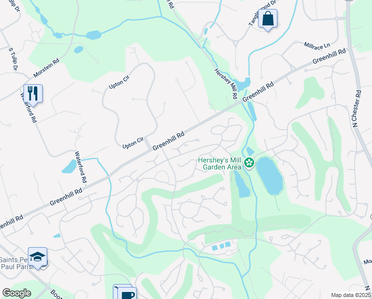 map of restaurants, bars, coffee shops, grocery stores, and more near 640 Glenwood Lane in West Chester
