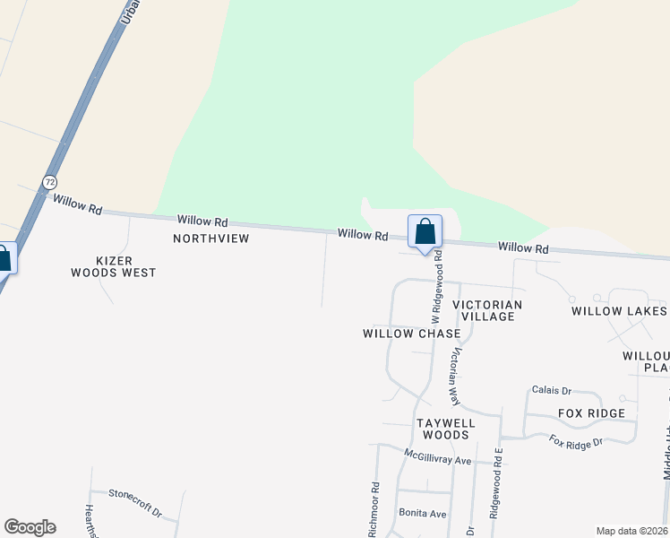 map of restaurants, bars, coffee shops, grocery stores, and more near 937 Willow Road in Springfield