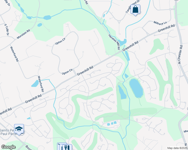 map of restaurants, bars, coffee shops, grocery stores, and more near 640 Glenwood Lane in West Chester