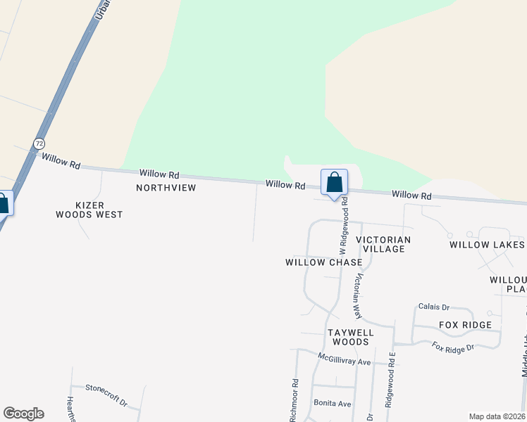 map of restaurants, bars, coffee shops, grocery stores, and more near 937 Willow Road in Springfield