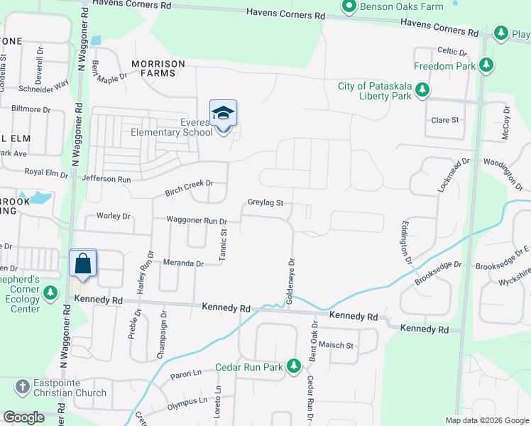 map of restaurants, bars, coffee shops, grocery stores, and more near 1110 Goldeneye Drive in Blacklick