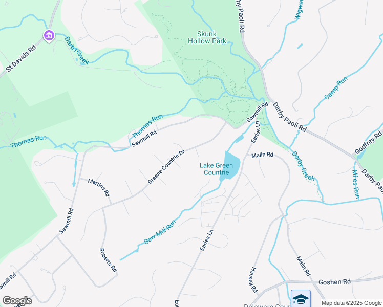 map of restaurants, bars, coffee shops, grocery stores, and more near 2 Clark Drive in Newtown Square
